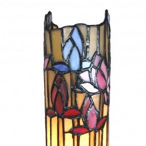 5LL-6010 Table Lamp Tiffany 15x15x27 cm Beige Blue Glass Flowers Rectangle  Tiffany Lamps