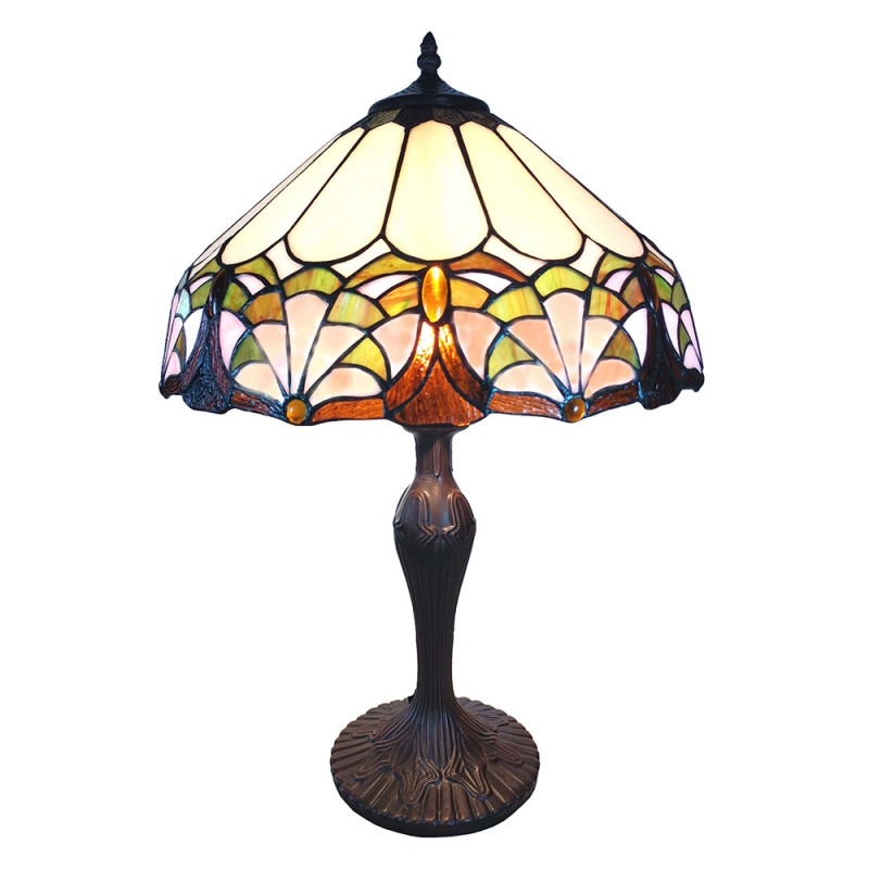 5LL-6021 Tiffany Tafellamp  41x41x59 cm Meerkleurig Glas in lood Tiffany Bureaulamp