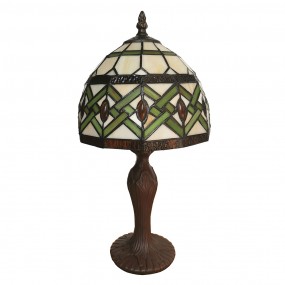 25LL-6027 Lampe de table Tiffany 21x21x33 cm Beige Vert Verre Lampe de bureau Tiffany