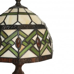 25LL-6027 Lampada da tavolo Tiffany 21x21x33 cm Beige Verde Vetro Lampada da scrivania Tiffany