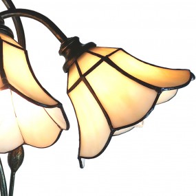 25LL-6029 Lampe de table Tiffany 46x28x63 cm Beige Verre Tulipes Lampe de bureau Tiffany