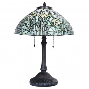 25LL-6037 Lampe de table Tiffany Ø 40x60 cm Beige Vert Verre Lampe de bureau Tiffany