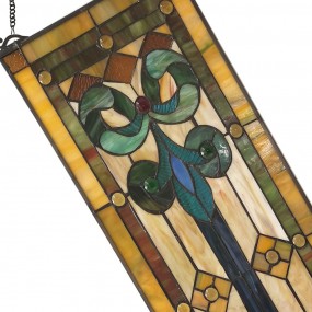 25LL-6057 Pannello in Vetro Tiffany 25x73 cm Giallo Blu Vetro Rettangolo Arte del vetro