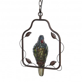 25LL-6059 Ceiling Lamp Tiffany Parrot Brown Blue Metal Glass Ceiling Light
