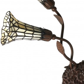 25LL-6063 Tiffany Tischlampe 44x26x61 cm Beige Glas Schreibtischlampe Tiffany