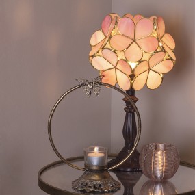 25LL-6065 Lampada da tavolo Tiffany 43 cm Rosa Vetro Fiori  Lampada da scrivania Tiffany
