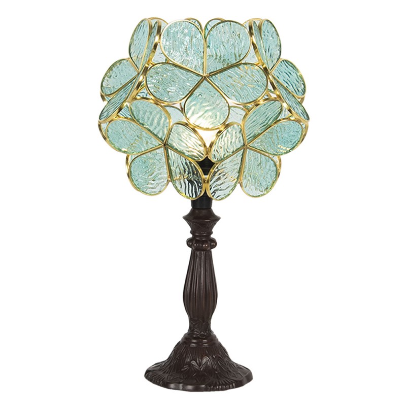 5LL-6066 Lampe de table Tiffany 43 cm Vert Verre Fleur Lampe de bureau Tiffany