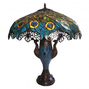 25LL-6067 Lampada da tavolo Tiffany Ø 56x68 cm  Blu Giallo Vetro Lampada da scrivania Tiffany