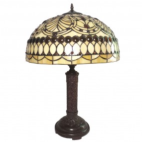 25LL-6068 Lampada da tavolo Tiffany Ø 46x62 cm  Beige Vetro Lampada da scrivania Tiffany