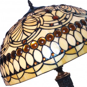 25LL-6068 Lampada da tavolo Tiffany Ø 46x62 cm  Beige Vetro Lampada da scrivania Tiffany