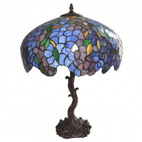 25LL-6070 Lampada da tavolo Tiffany Ø 50x76 cm Blu Verde Vetro Fiori  Lampada da scrivania Tiffany