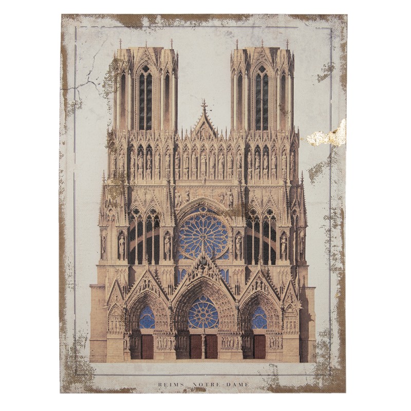50623 Peinture 60x80 cm Beige Marron Toile Notre Dame Peinture sur toile