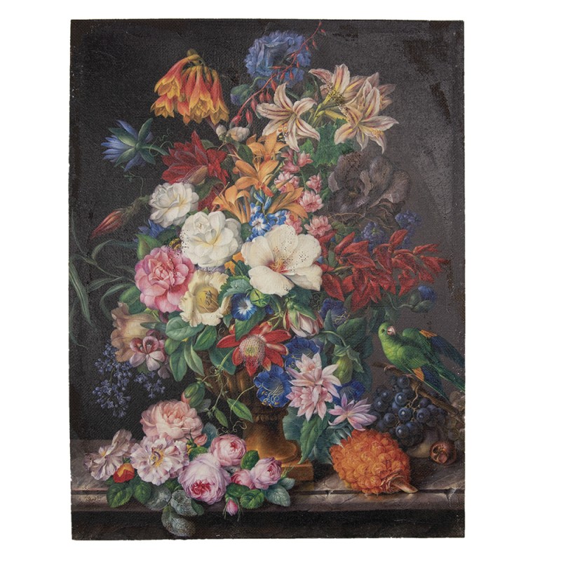 50633 Painting 55x73 cm Brown Red Canvas Flowers Canvas Painting