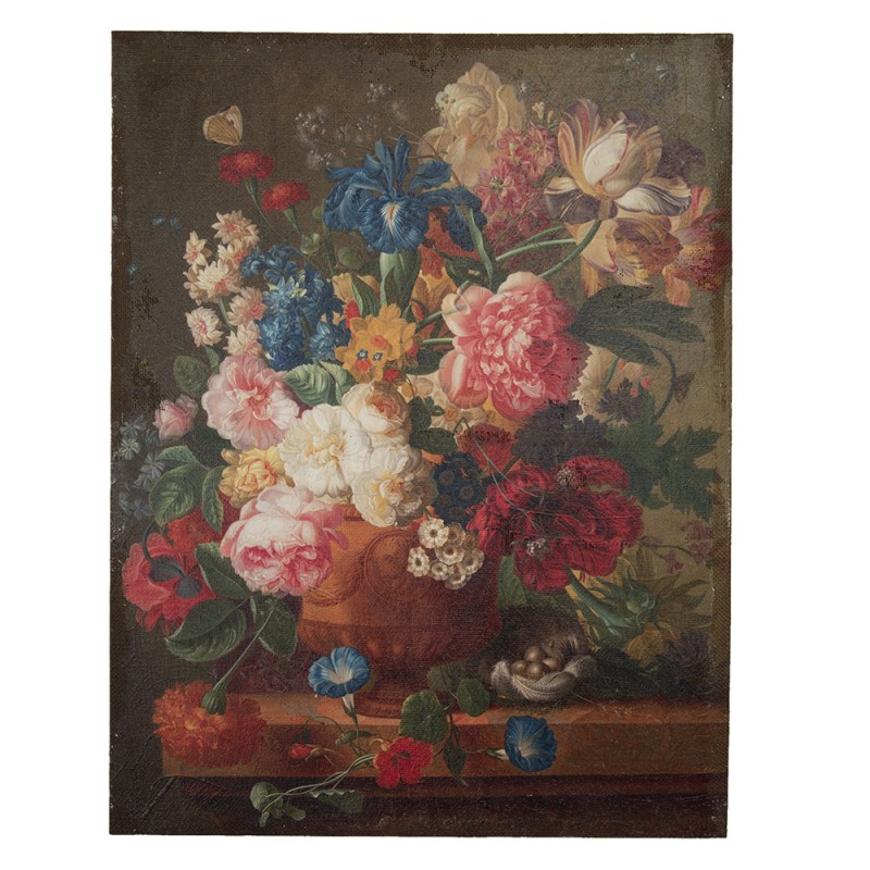 50634 Gemälde 55x73 cm Braun Rot Leinwand Blumen Leinwandgemälde