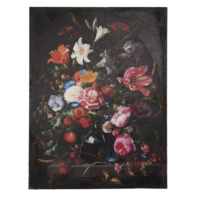 50635 Peinture 55x73 cm Noir Rose Toile Fleurs Rectangle Peinture sur toile