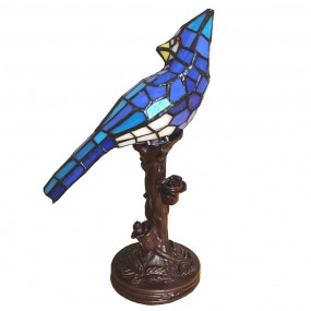 25LL-6102BL Lampe de table Tiffany Oiseau 15x12x33 cm  Bleu Verre Plastique Lampe de bureau Tiffany