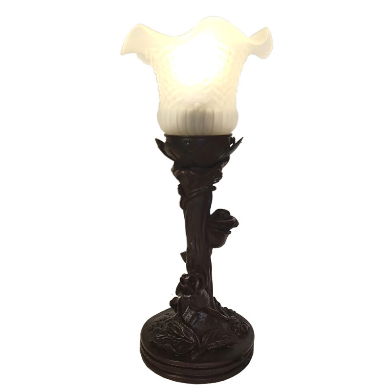 5LL-6103 Lampada da scrivania Ø 12x31 cm  Bianco Plastica Vetro Lampada da tavolo