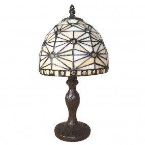 25LL-6105 Lampe de table Tiffany Ø 18x33 cm  Beige Plastique Verre Lampe de bureau Tiffany