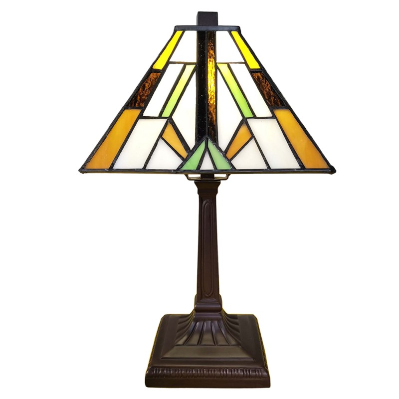 5LL-6109 Lampe de table Tiffany 20x20x34 cm  Marron Plastique Verre Lampe de bureau Tiffany