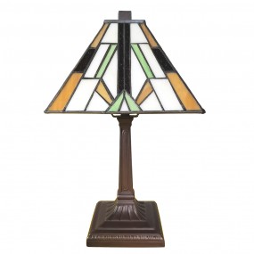 25LL-6109 Lampe de table Tiffany 20x20x34 cm  Marron Plastique Verre Lampe de bureau Tiffany