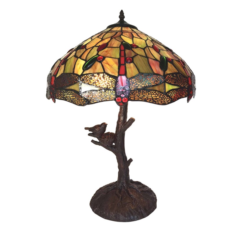 5LL-6111 Lampada da tavolo Tiffany Ø 41x57 cm  Giallo Plastica Vetro Lampada da scrivania Tiffany