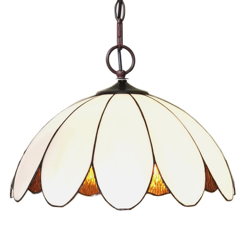 5LL-6146 Lampes à suspension Tiffany Ø 46x138 cm  Blanc Métal Verre Lampe de table à manger