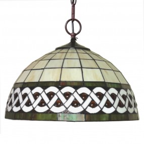 25LL-6152 Pendant Lamp Tiffany Ø 46x138 cm  White Metal Glass Dining Table Lamp