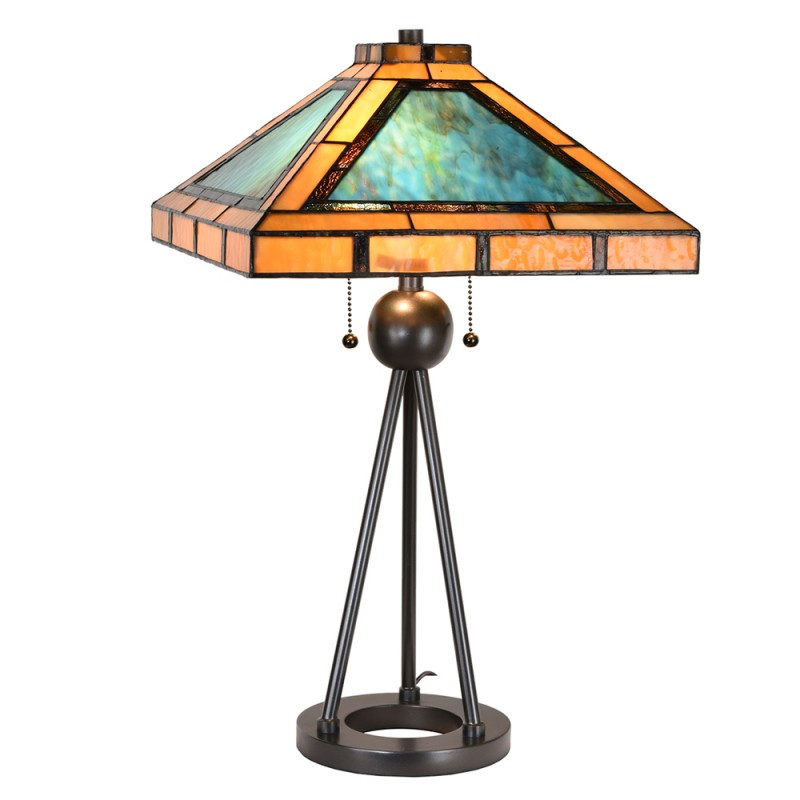 5LL-6164 Table Lamp Tiffany 61x61x73 cm  Green Brown Metal Glass Desk Lamp Tiffany