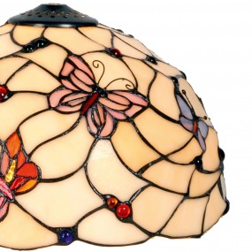 25LL-770 Lampshade Tiffany Ø 30x20 cm Beige Pink Glass Butterfly Glass lampshade