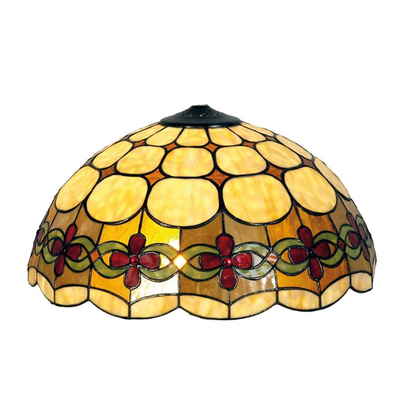 5LL-7807 Lampshade Tiffany Ø 40x23 cm Beige Red Glass Rose Semicircle Glass lampshade