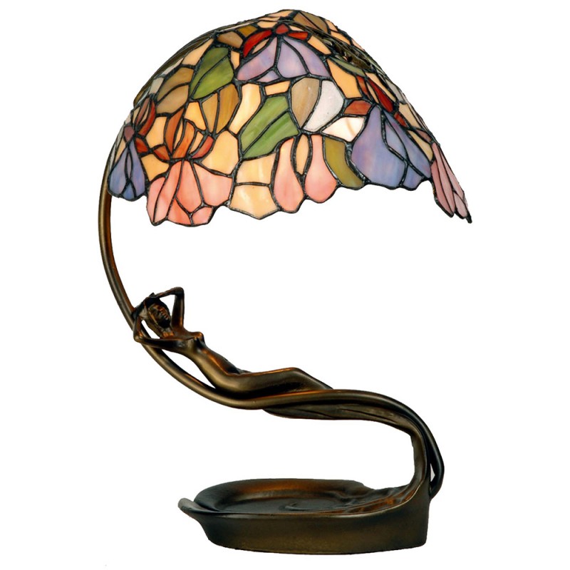 5LL-799 Lampada da tavolo Tiffany 28x20x40 cm  Viola Rosa Vetro Lampada da scrivania Tiffany