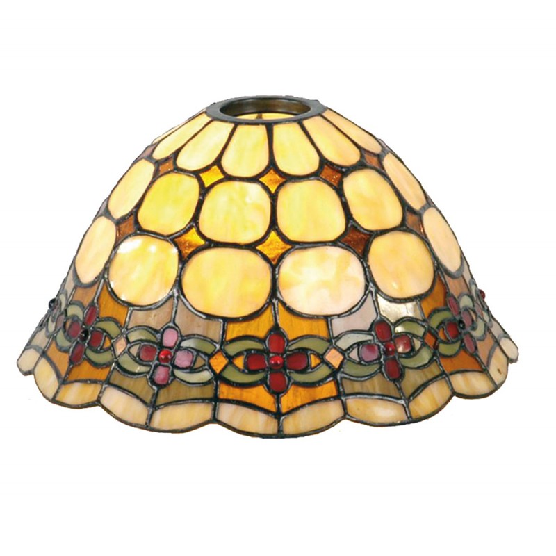 5LL-8828 Lampenkap Tiffany  Ø 25x15 cm Beige Rood Glas Driehoek Glazen Lampenkap