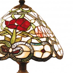 25LL-8837 Lampe de table Tiffany Ø 32x47 cm  Beige Vert Verre Rose Lampe de bureau Tiffany