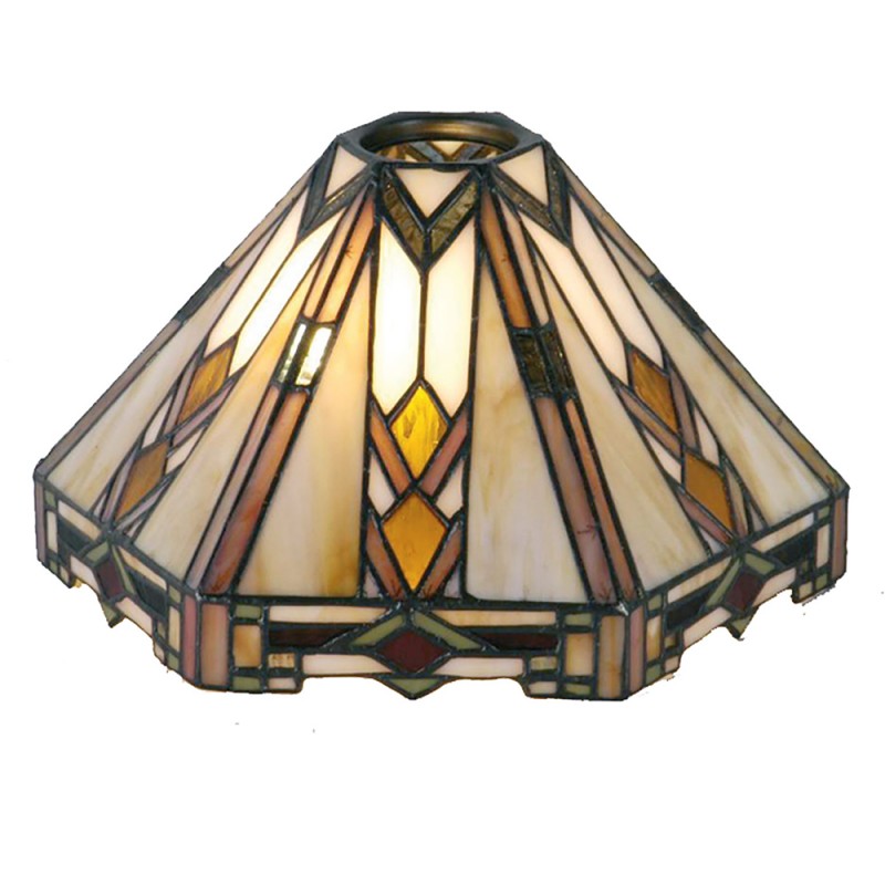 5LL-9113 Lampenkap Tiffany  26x22x15 cm Beige Bruin Glas Driehoek Glazen Lampenkap