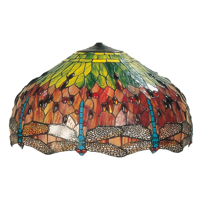 5LL-9200 Lampshade Tiffany Ø 51x29 cm Red Green Glass Dragonfly Glass lampshade