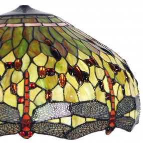 25LL-9200GR Lampenschirm Tiffany Ø 51x30 cm Grün Rot Glas Libelle Glaslampenschirm