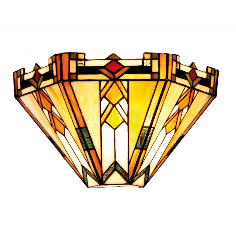5LL-9263 Wandleuchte Tiffany 31x13x20 cm  Beige Braun Glas Dreieck Wandlampe
