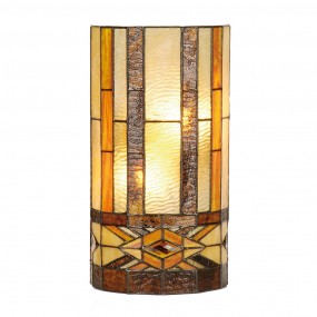 25LL-9286 Wall Light Tiffany 20x11x36 cm  Beige Brown Metal Glass Semicircle Wall Lamp