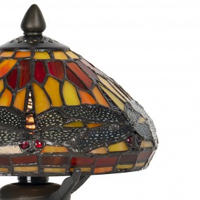 25LL-9295 Table Lamp Tiffany Ø 22x21 cm  Brown Red Glass Dragonfly Desk Lamp Tiffany