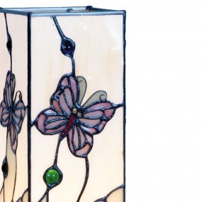 25LL-9301 Table Lamp Tiffany 12x12x35 cm  White Pink Glass Butterfly Rectangle Desk Lamp Tiffany
