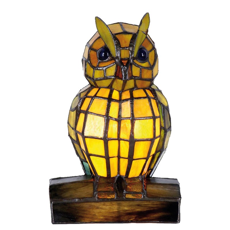 5LL-9328 Table Lamp Tiffany Owl 15x12x22 cm  Yellow Glass Tiffany Lamps