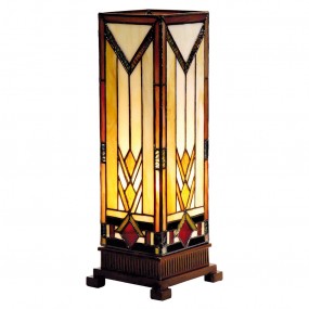 25LL-9331 Table Lamp Tiffany 12x12x35 cm  Beige Brown Glass Rectangle Desk Lamp Tiffany