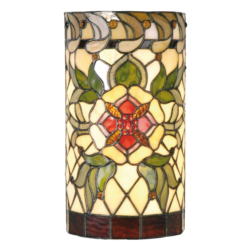 5LL-9906 Wall Light Tiffany 20x11x36 cm  Green Red Glass Rose Semicircle Wall Lamp