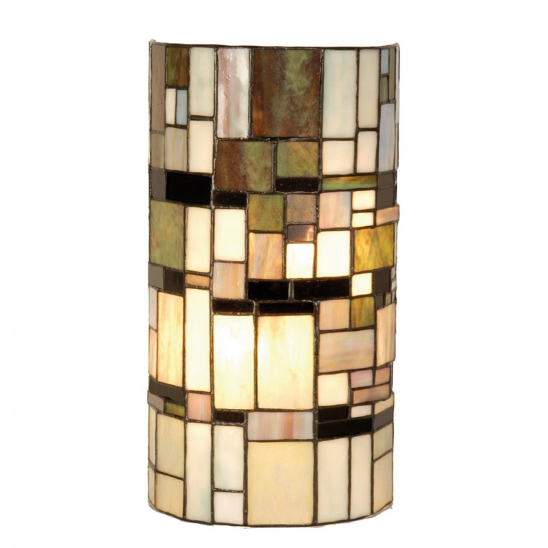 5LL-9994 Wall Light Tiffany 20x11x36 cm  Beige Brown Plastic Iron Semicircle Wall Lamp