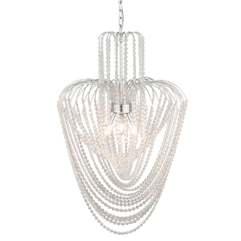 5LL-CR113 Chandelier Ø 58x100 cm Silver colored Iron Glass Pendant Lamp