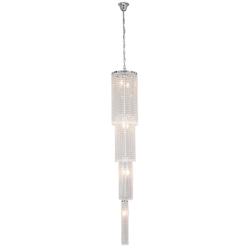 5LL-CR114 Lustre Ø 30x185/245 cm Couleur argent Fer Verre Triangle Lampes à suspension