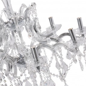 25LL-CR115 Chandelier Ø 80x60 cm Silver colored Metal Glass Pendant Lamp