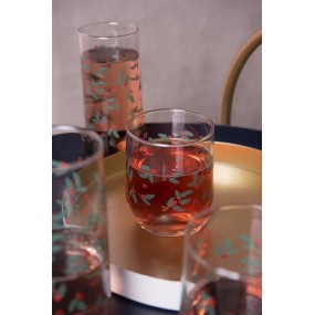 26GL3555 Wasserglas 300 ml Grün Glas Stechpalmenblätter Trinkbecher