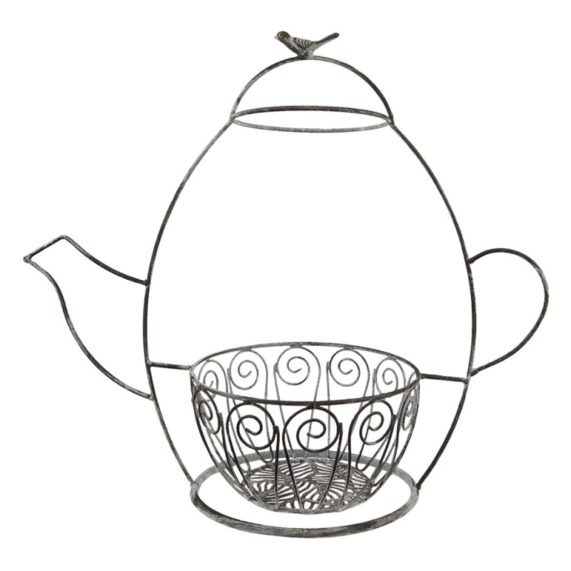 6Y4693 Decorative Bowl Teapot 49x22x44 cm Grey Iron Bird Fruit Bowl