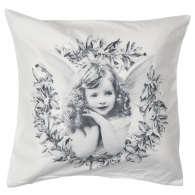 2KT021.263 Cushion Cover 45x45 cm White Grey Polyester Angel Square Pillow Cover